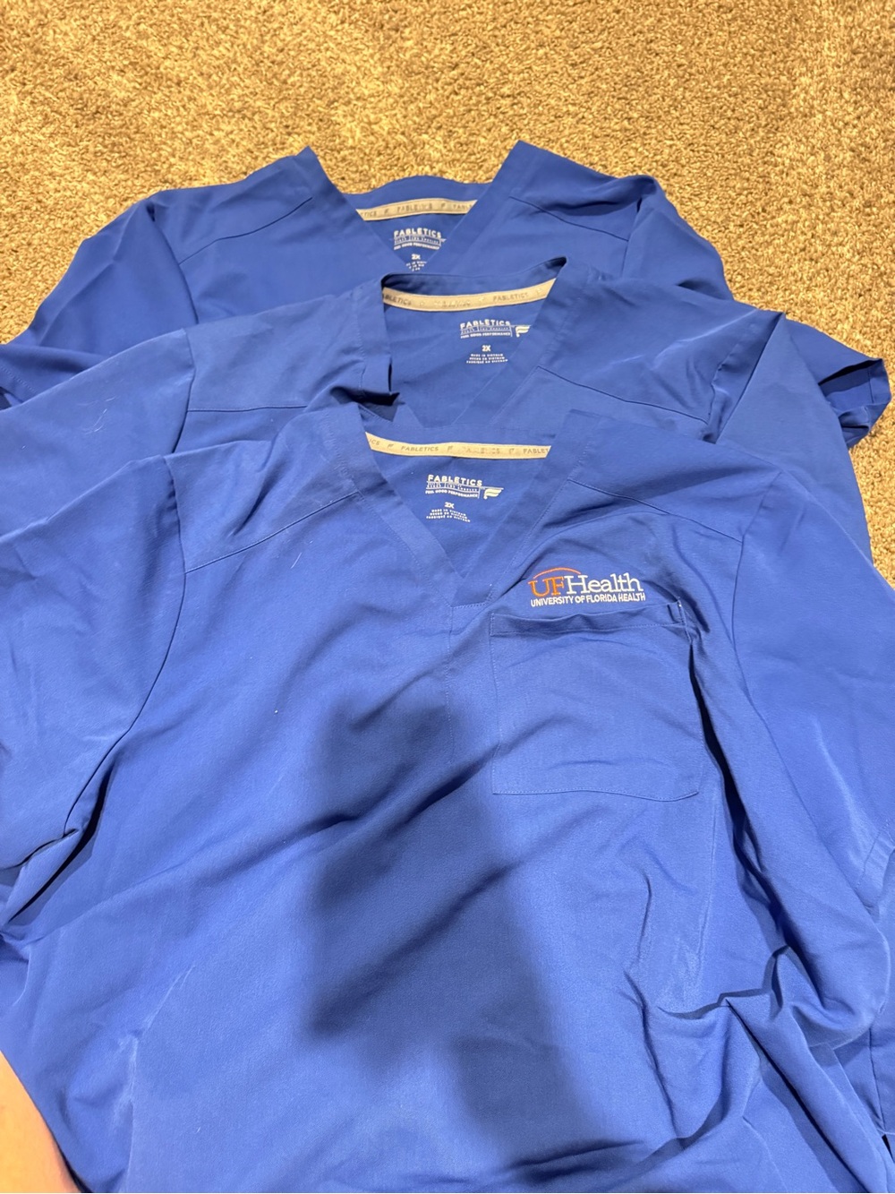 Fabletics Men's Royal Blue V-Neck Medical Scrub Tops (Set)